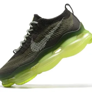 Nike Army Green Yellow Knit Upper Full-Length Visible Air Unit Lifestyle Sneakers
