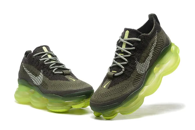 Nike Army Green Yellow Knit Upper Full-Length Visible Air Unit Lifestyle Sneakers 3