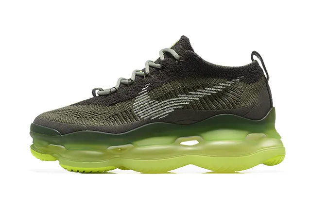 Nike Army Green Yellow Knit Upper Full-Length Visible Air Unit Lifestyle Sneakers 4