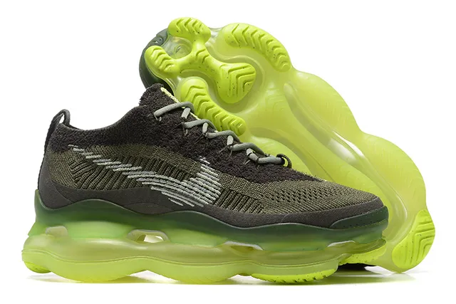 Nike Army Green Yellow Knit Upper Full-Length Visible Air Unit Lifestyle Sneakers 6