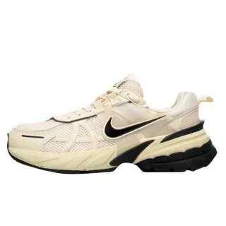 Nike Beige Black Mesh Upper Layered Synthetic Overlays Lifestyle Sneakers
