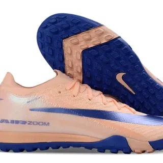 Nike Zapatillas de fútbol turf con upper de knit color beige azul y cuello low-cut