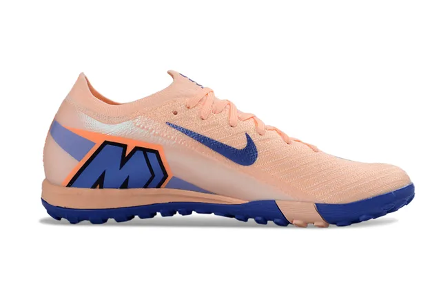 Nike Chaussures de football turf avec upper en knit couleur beige bleu col low-cut 5