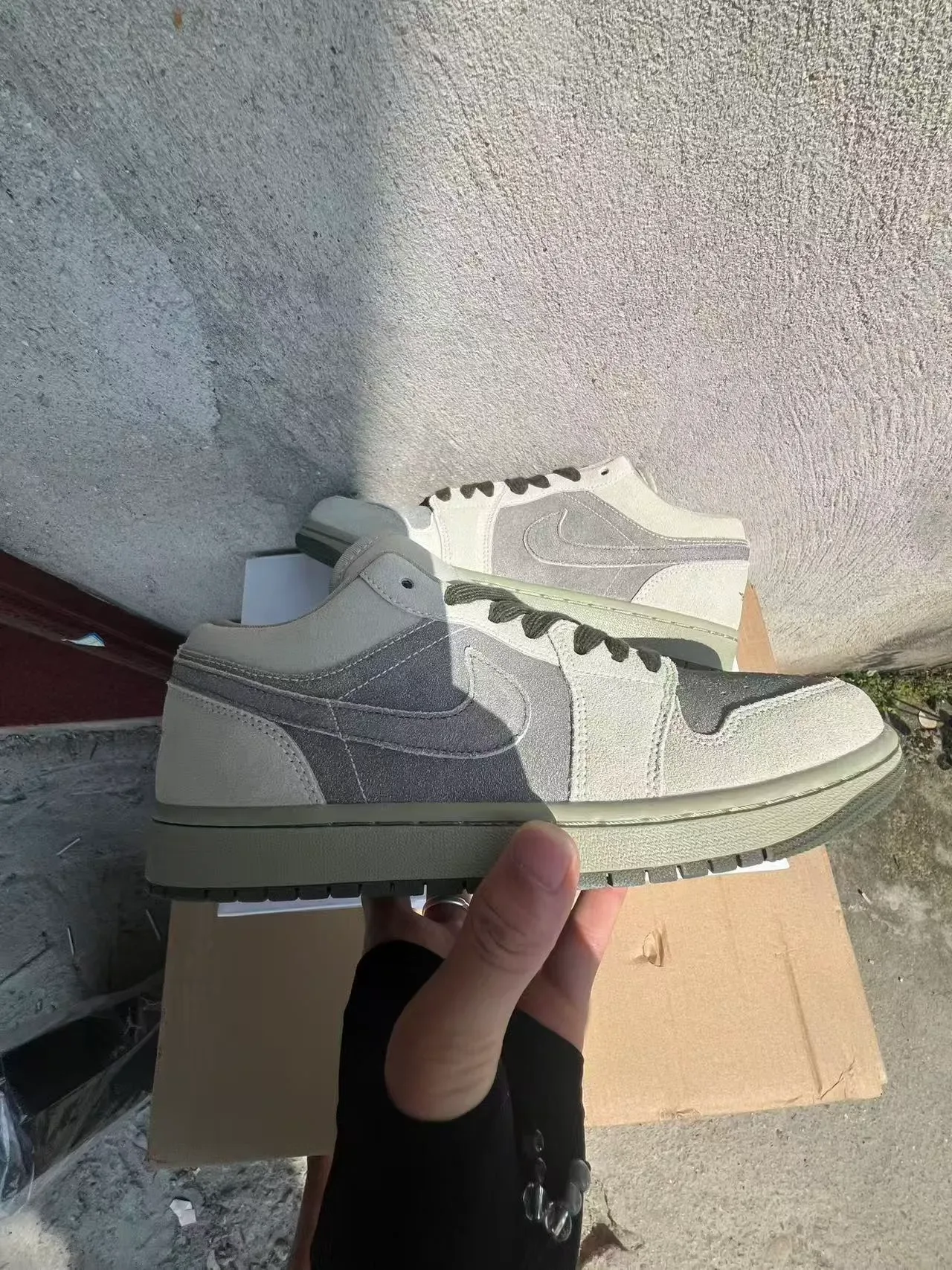 Nike Beige Gray Suede-and-Synthetic Paneling Tonal Embroidery Lifestyle Sneakers 7