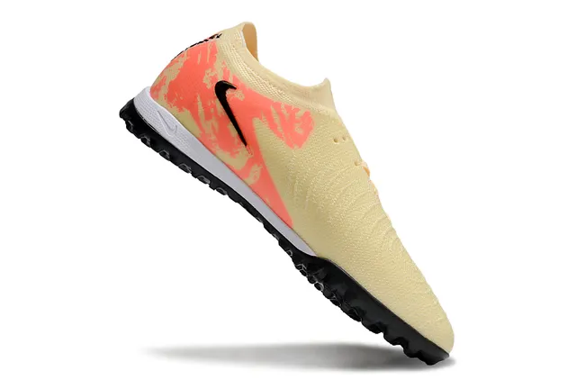 Nike Beige Orange Knit Upper Camouflage Overlay Turf Soccer Shoes 2