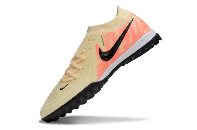 Nike Beige Orange Knit Upper Camouflage Overlay Turf Soccer Shoes 3