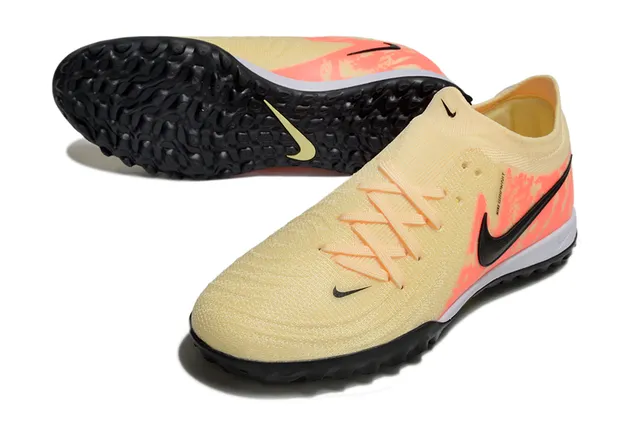 Nike Beige Orange Knit Upper Camouflage Overlay Turf Soccer Shoes 4