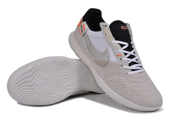 Nike Beige Orange Low-Top Lace-Up Suede And Mesh Upper Sneakers 4