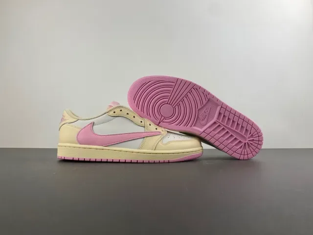 Nike Tênis Lifestyle Bege e Rosa de Couro Superior Baixo 12