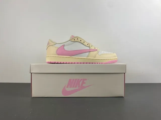 Nike Tênis Lifestyle Bege e Rosa de Couro Superior Baixo 15