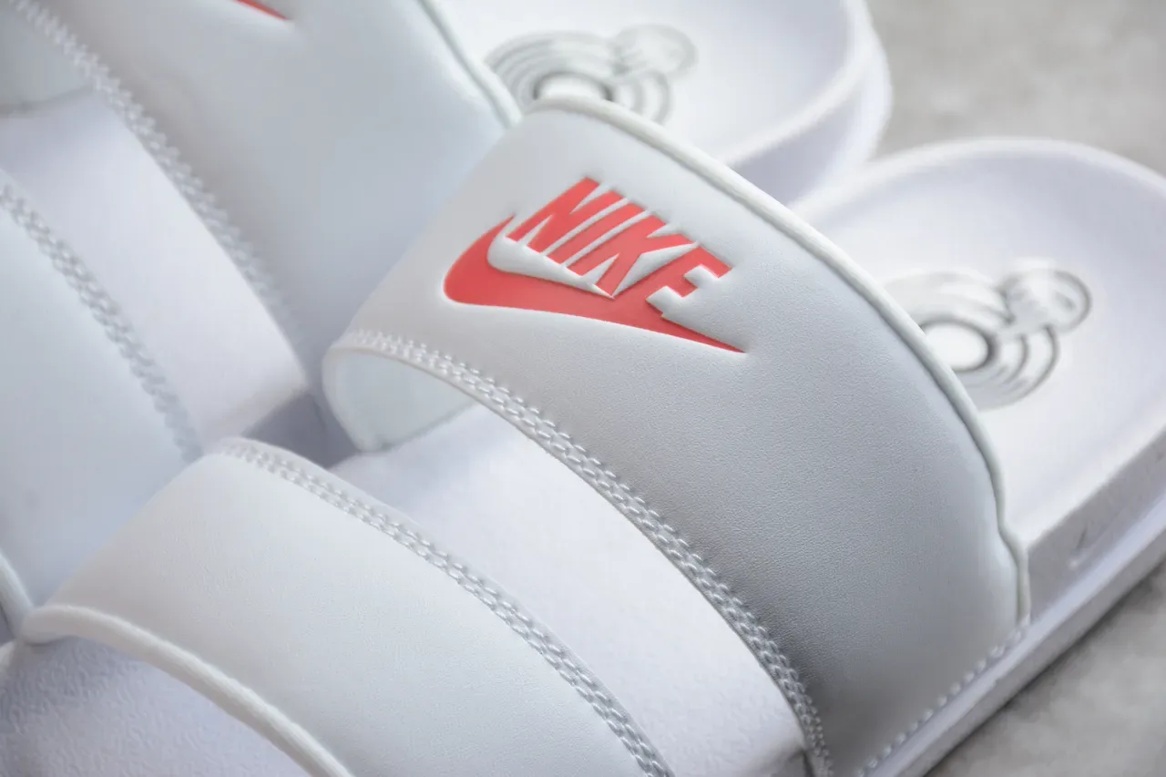 Nike Benassi JDI White and Red Slippers 6