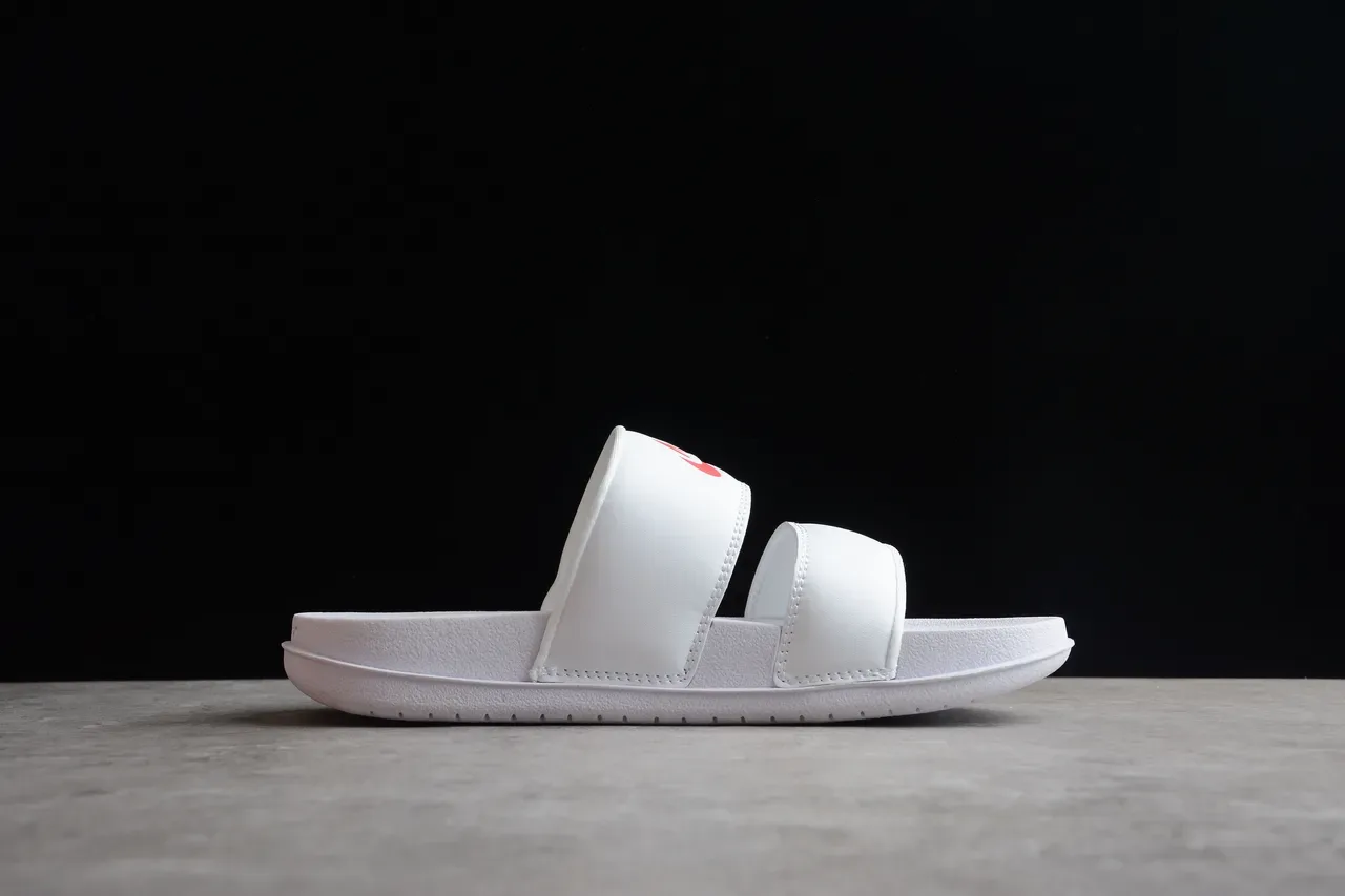 Nike Benassi JDI White and Red Slippers 11