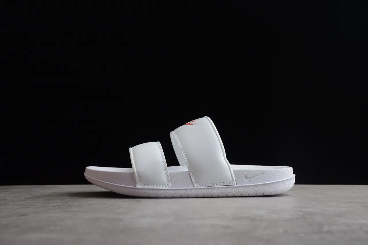 Nike Benassi JDI White and Red Slippers 13