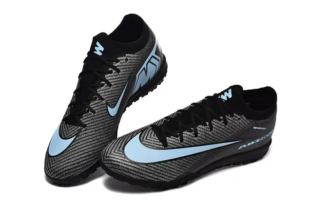 Nike Chaussures de football turf upper knit noir et bleu low-cut 2