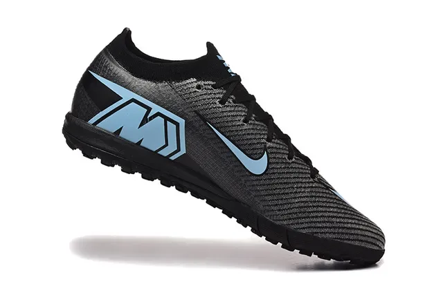 Nike Chaussures de football turf upper knit noir et bleu low-cut 3