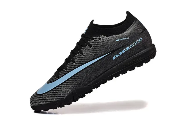 Nike Chaussures de football turf upper knit noir et bleu low-cut 4
