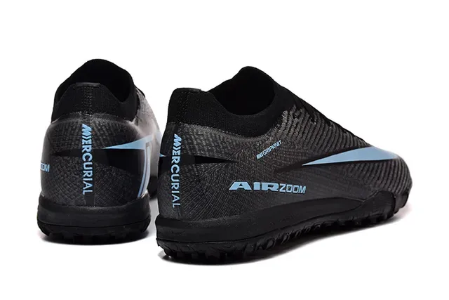 Nike Chaussures de football turf upper knit noir et bleu low-cut 5