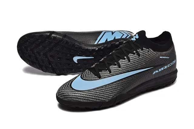 Nike Chaussures de football turf upper knit noir et bleu low-cut 6