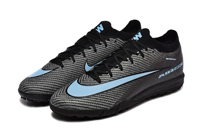 Nike Chaussures de football turf upper knit noir et bleu low-cut 8