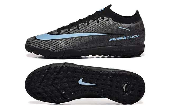 Nike Chaussures de football turf upper knit noir et bleu low-cut 9