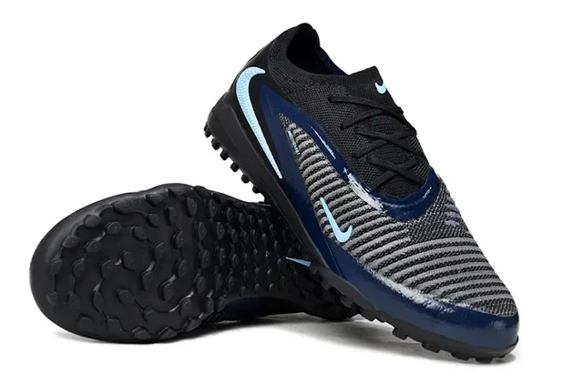 Nike Noir Bleu Low-Cut Tricô Superior Brillant Synthétique Cage Turf Chaussures de Football 3