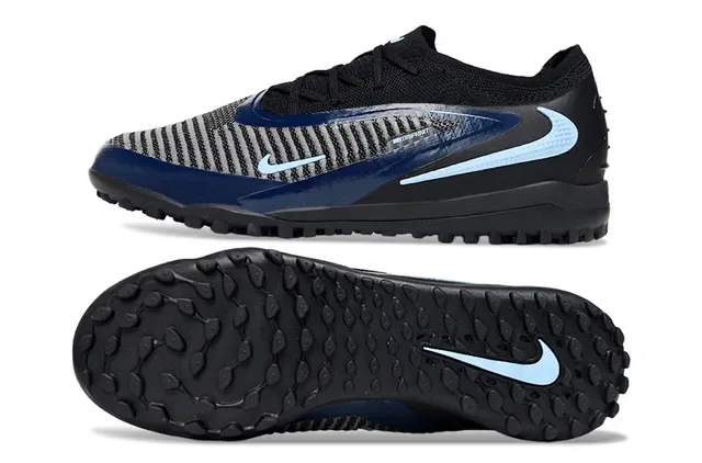 Nike Noir Bleu Low-Cut Tricô Superior Brillant Synthétique Cage Turf Chaussures de Football 5