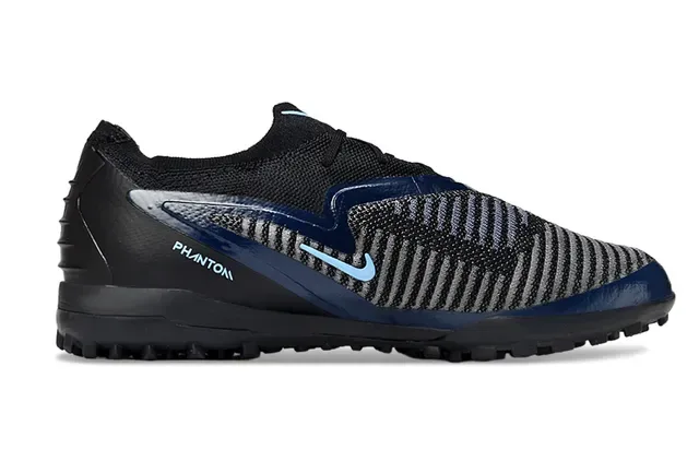 Nike Noir Bleu Low-Cut Tricô Superior Brillant Synthétique Cage Turf Chaussures de Football 7