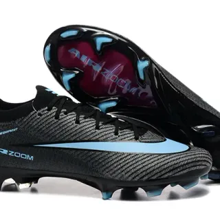Nike Black Blue Low-Cut Textured Knit Upper Firm-Ground Soccer Shoes