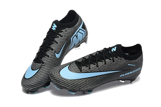 Nike Black Blue Low-Cut Textured Knit Upper Firm-Ground Soccer Shoes 2