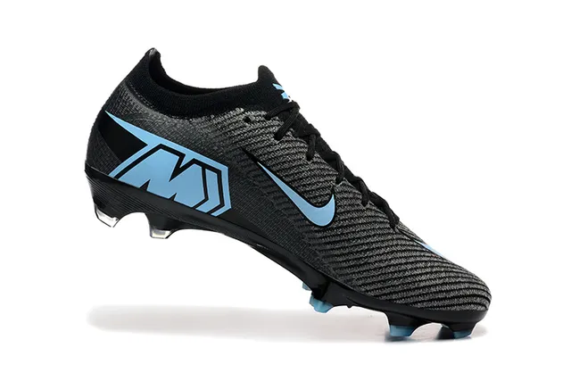 Nike Black Blue Low-Cut Textured Knit Upper Firm-Ground Soccer Shoes 3