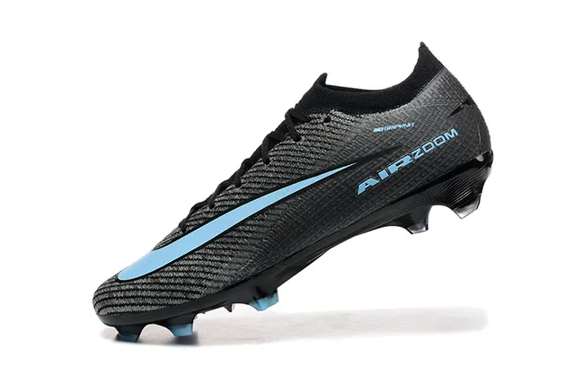 Nike Black Blue Low-Cut Textured Knit Upper Firm-Ground Soccer Shoes 4