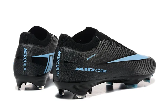 Nike Black Blue Low-Cut Textured Knit Upper Firm-Ground Soccer Shoes 5