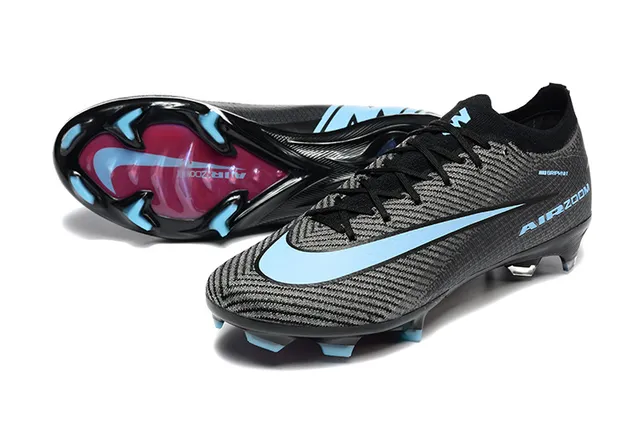 Nike Black Blue Low-Cut Textured Knit Upper Firm-Ground Soccer Shoes 6