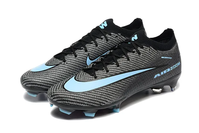 Nike Black Blue Low-Cut Textured Knit Upper Firm-Ground Soccer Shoes 8