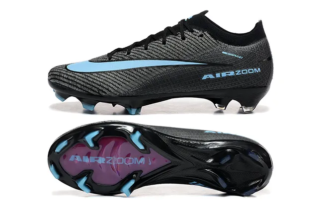 Nike Black Blue Low-Cut Textured Knit Upper Firm-Ground Soccer Shoes 9