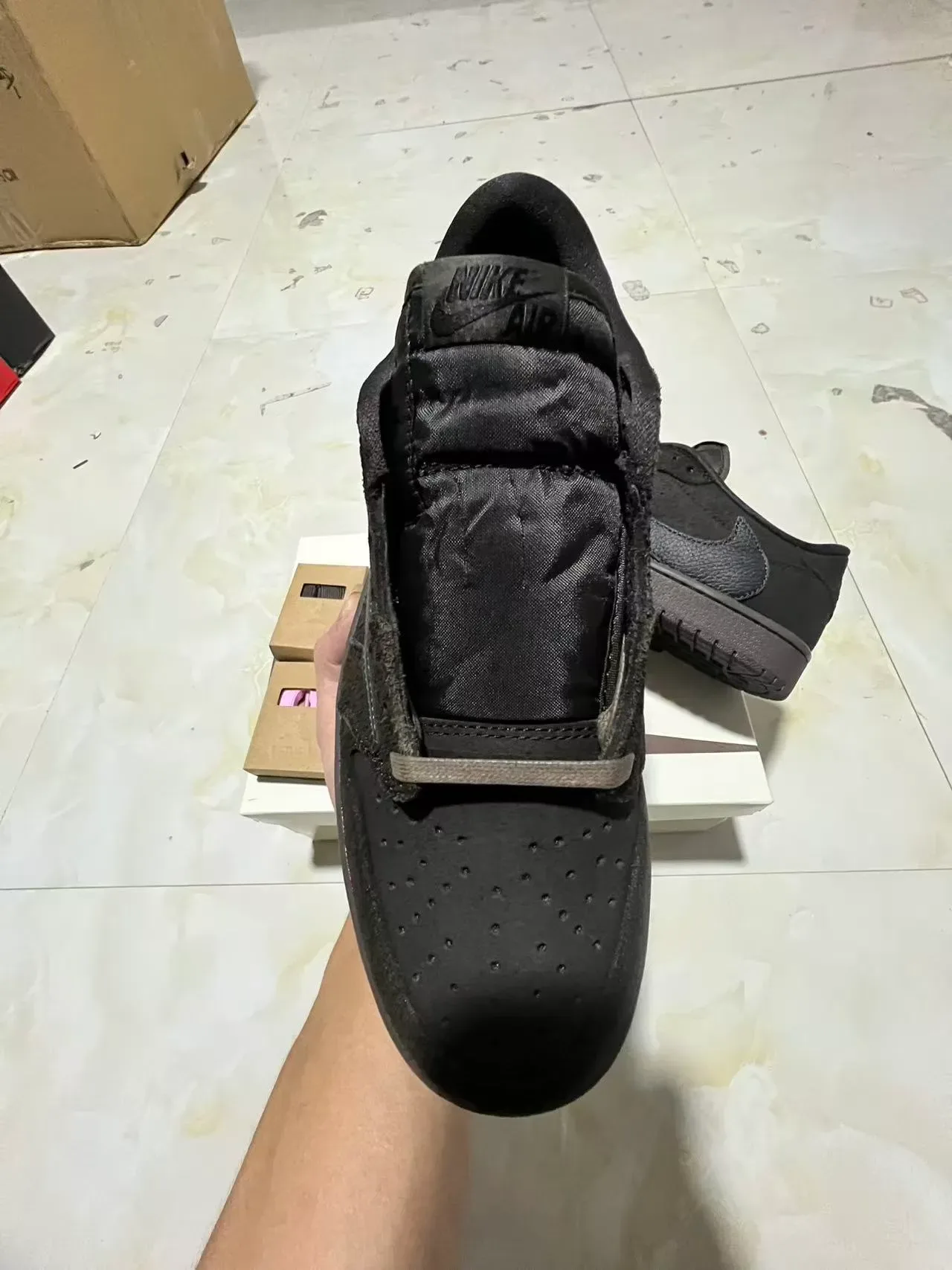 Nike Black Brown Suede And Leather Panel Construction Asymmetrical Overlay Design Lifestyle Sneakers 3