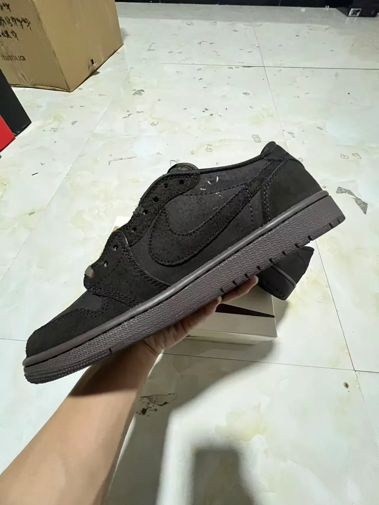 Nike Black Brown Suede And Leather Panel Construction Asymmetrical Overlay Design Lifestyle Sneakers 5