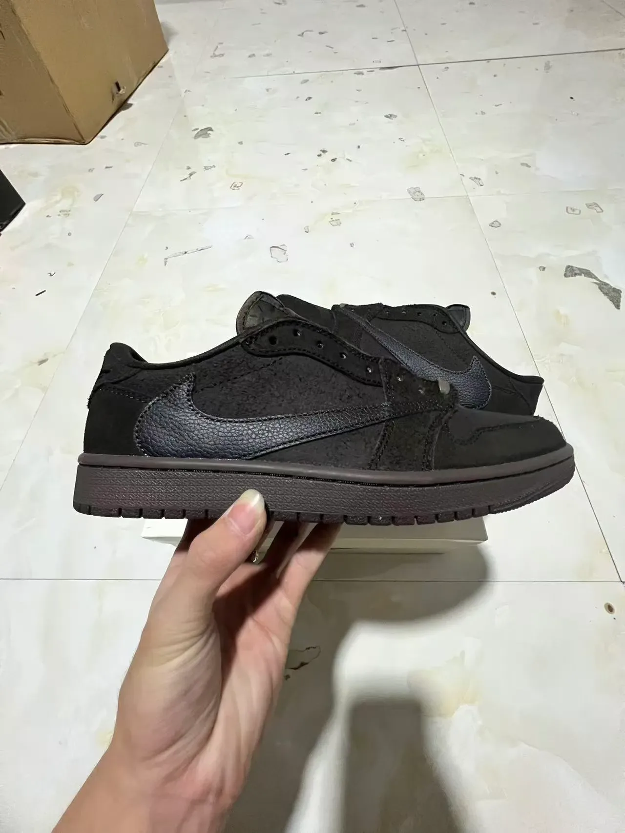 Nike Black Brown Suede And Leather Panel Construction Asymmetrical Overlay Design Lifestyle Sneakers 7