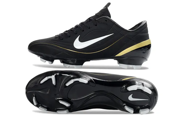 Nike Black Gold Low-Cut Synthetic Upper Molded Studs Firm-Ground Soccer Shoes 6