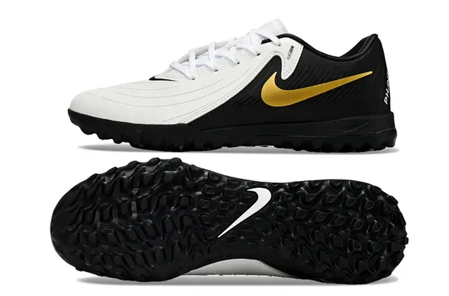 Nike Chaussures de football turf noir et or à tige synthétique de coupe basse 6
