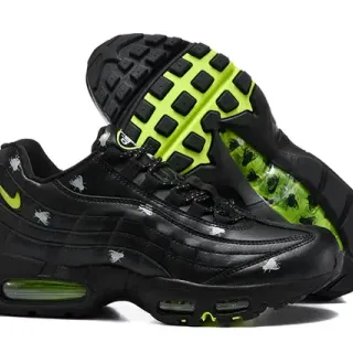 Nike Black Green Quilted Upper Dual Visible Air Units Lifestyle Sneakers