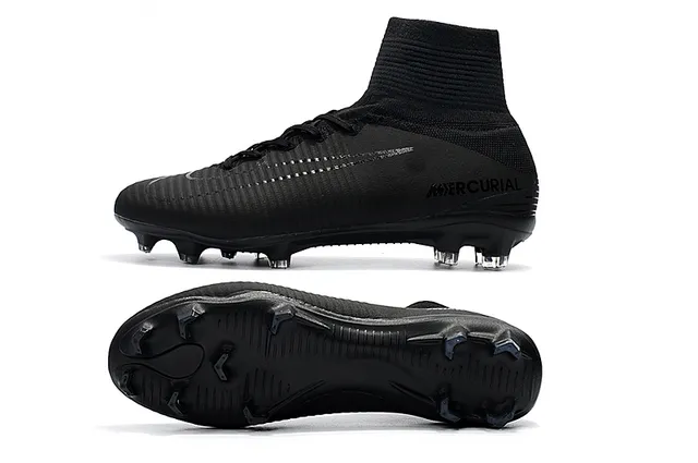 Nike Negro Alto Corte Cuello Calcetín Texturizado Sintético Upper Firm-Ground Zapatos de Fútbol 2