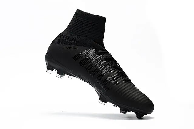 Nike Negro Alto Corte Cuello Calcetín Texturizado Sintético Upper Firm-Ground Zapatos de Fútbol 3