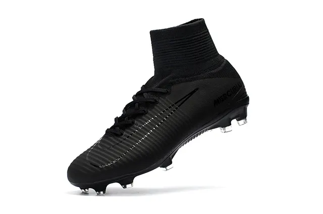 Nike Negro Alto Corte Cuello Calcetín Texturizado Sintético Upper Firm-Ground Zapatos de Fútbol 4