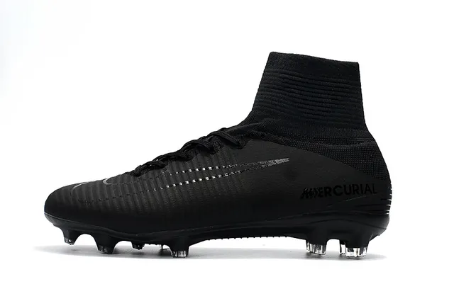 Nike Negro Alto Corte Cuello Calcetín Texturizado Sintético Upper Firm-Ground Zapatos de Fútbol 5