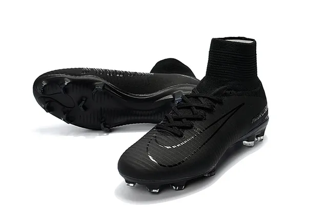 Nike Negro Alto Corte Cuello Calcetín Texturizado Sintético Upper Firm-Ground Zapatos de Fútbol 7