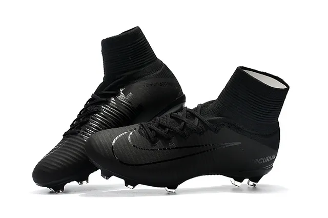 Nike Negro Alto Corte Cuello Calcetín Texturizado Sintético Upper Firm-Ground Zapatos de Fútbol 8
