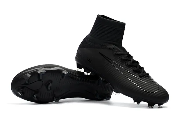 Nike Negro Alto Corte Cuello Calcetín Texturizado Sintético Upper Firm-Ground Zapatos de Fútbol 9