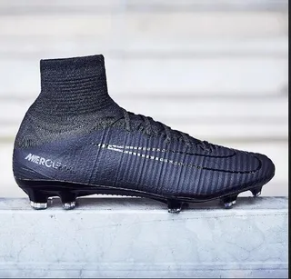 Nike Negro Alto Corte Cuello Calcetín Texturizado Sintético Upper Firm-Ground Zapatos de Fútbol 12