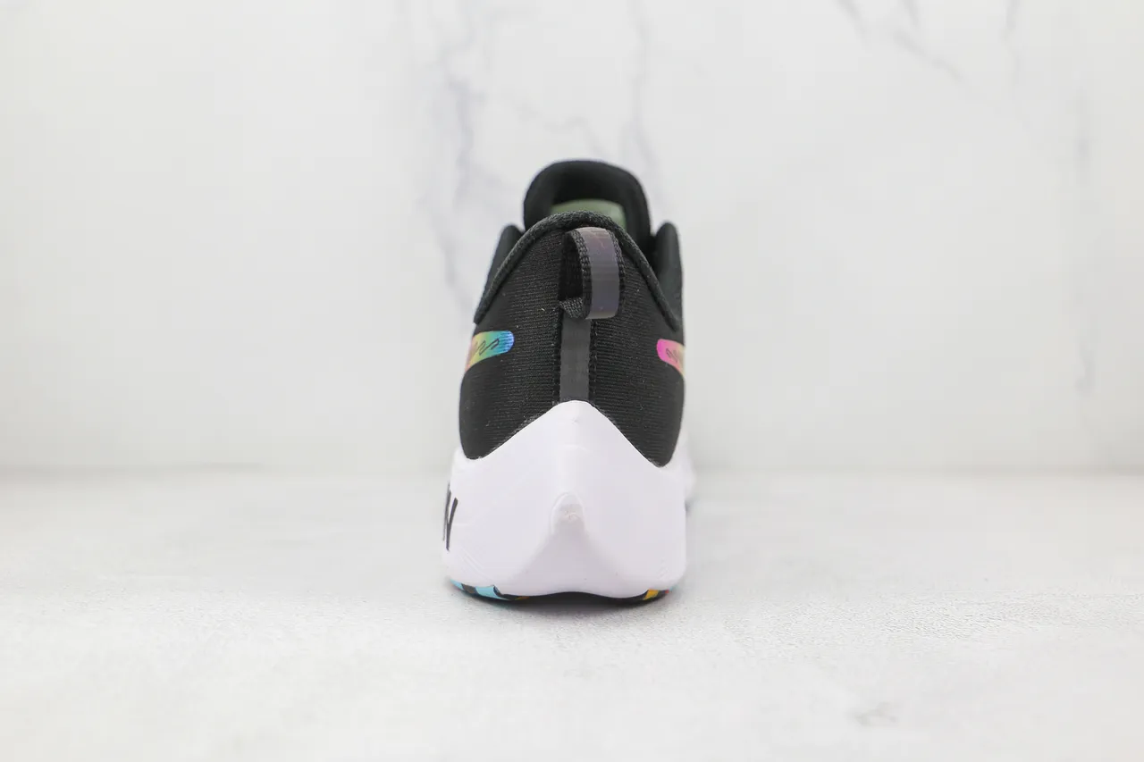 Nike Black Multicolor Engineered Mesh Upper Iridescent Rainbow Swoosh Running Shoes 2